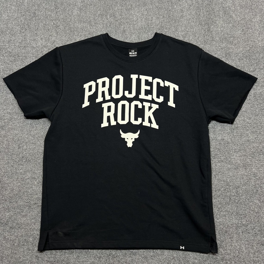 Under Armour Shirt Mens Medium Black Project Rock Bull Graphic Tee Workout Gym
